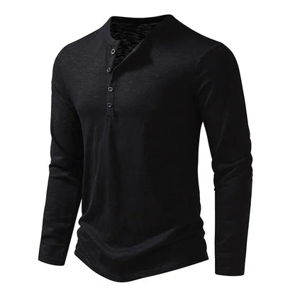 Autumn New Men's Cotton Button Long Sleeve