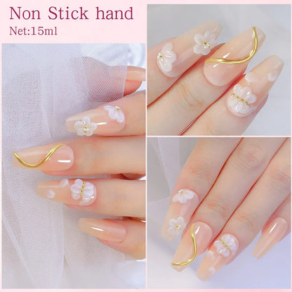15ML Solid Non Stick Hand Extension Gel Nail Polish -Pink/White/Clear Extension Gel for Mnicure Carving Nail Art Emboss Hard Gel