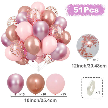 31/36/37/51/101Pcs Metallic Balloons Pearl Latex Balloon Gold Confetti Balloons for Birthday Weddings Baby Shower