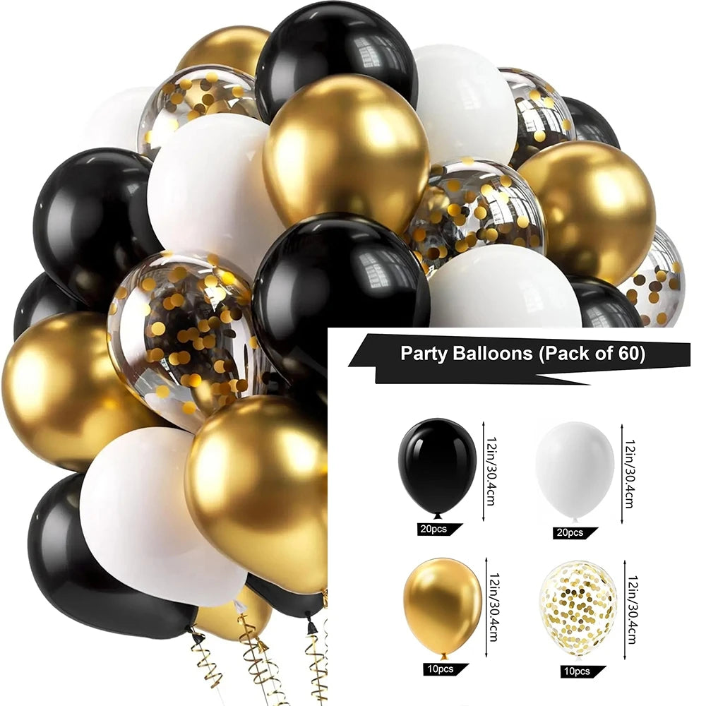 16pcs Black Metallic Sequin Balloons for Birthday Wedding Graduation Party