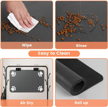 Pet Feeding Mat-Absorbent Pet Placemat for Food and Water Bowl,