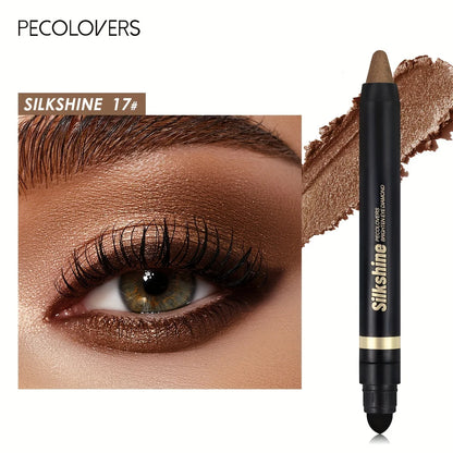 PECOLOVERS Champagne Brown Metallic Eyeshadow Stick - Waterproof, Long-Lasting Glitter Highlighter & Brightening Pencil Crayon