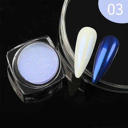 1Box Moonlight Mirror Nail Powder Silver Fine Glitter Metallic Effect Pigment UV Gel Polish Chrome Dust Aurora Nail Decorations