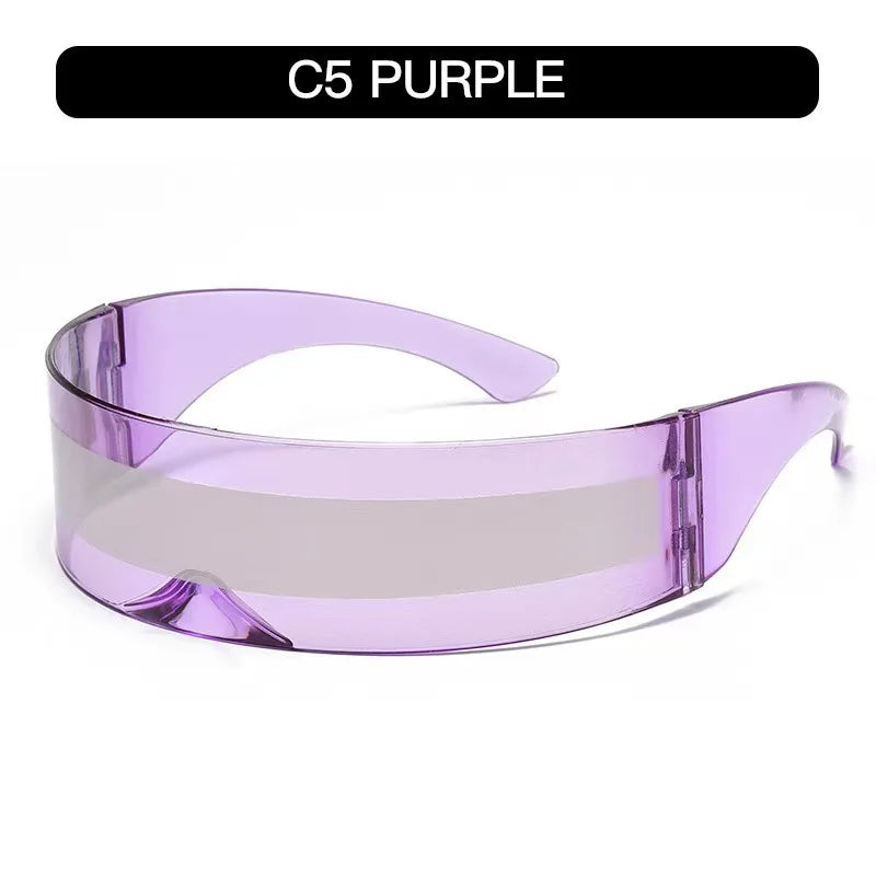 KLASSNUM Women Future Technology Sunglasses Y2K Laser Eyeglasses Anti UV400 One Peice Mirrored Lens Eyewear Glasses Men Glasses