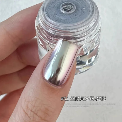 1Jar Metallic Mirror Chrome Nail Powder Holographic Laser Silvery Golden Nail Rubbing Glitter Pigment UV Gel Polish Mirror Powde