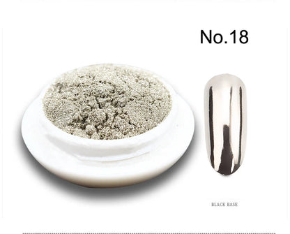 1Jar Metallic Mirror Chrome Nail Powder Holographic Laser Silvery Golden Nail Rubbing Glitter Pigment UV Gel Polish Mirror Powde