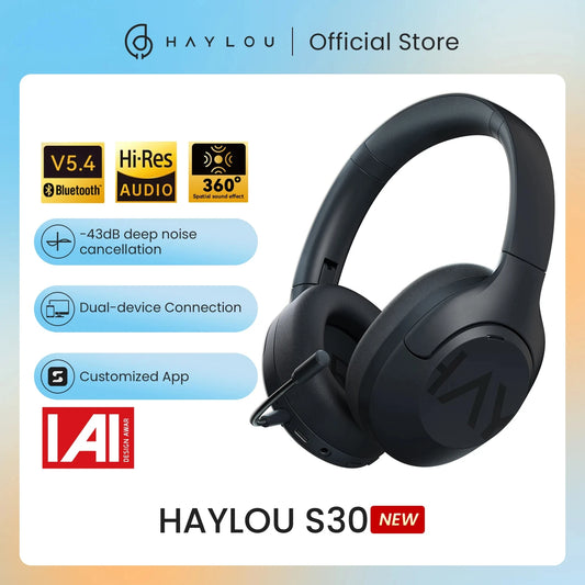 HAYLOU S30 Wireless Bluetooth 5.4 Headphones With Mic Noise Cancelling Headsets