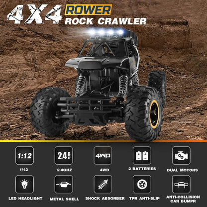 New 4WD RC Cars Off Road Remote Control Cars Radio Buggy Truck Racing Drift with Led Lights RTR Vehicle for Children’s Toy Gifts