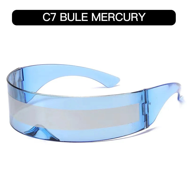 KLASSNUM Women Future Technology Sunglasses Y2K Laser Eyeglasses Anti UV400 One Peice Mirrored Lens Eyewear Glasses Men Glasses