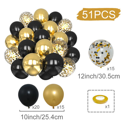 31/36/37/51/101Pcs Metallic Balloons Pearl Latex Balloon Gold Confetti Balloons for Birthday Weddings Baby Shower