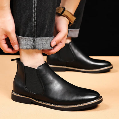 Men Chelsea Boots Brand Retro Comfortable PU Leather