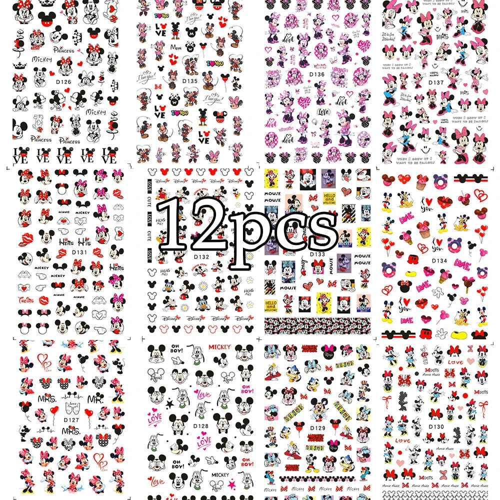 12sheet Cartoon Stitch Angel Nail Stickers Set Multiple Action Kawaii Stitch Nail Art Decals Adhesive Kids Manicure Decorations