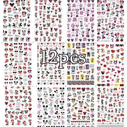 12sheet Cartoon Stitch Angel Nail Stickers Set Multiple Action Kawaii Stitch Nail Art Decals Adhesive Kids Manicure Decorations