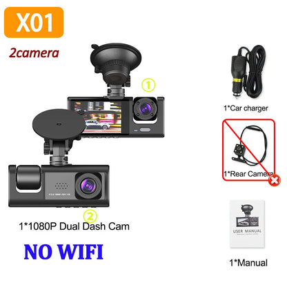 3Camera Dash Cam For Car Camera 1080P Video Recorder