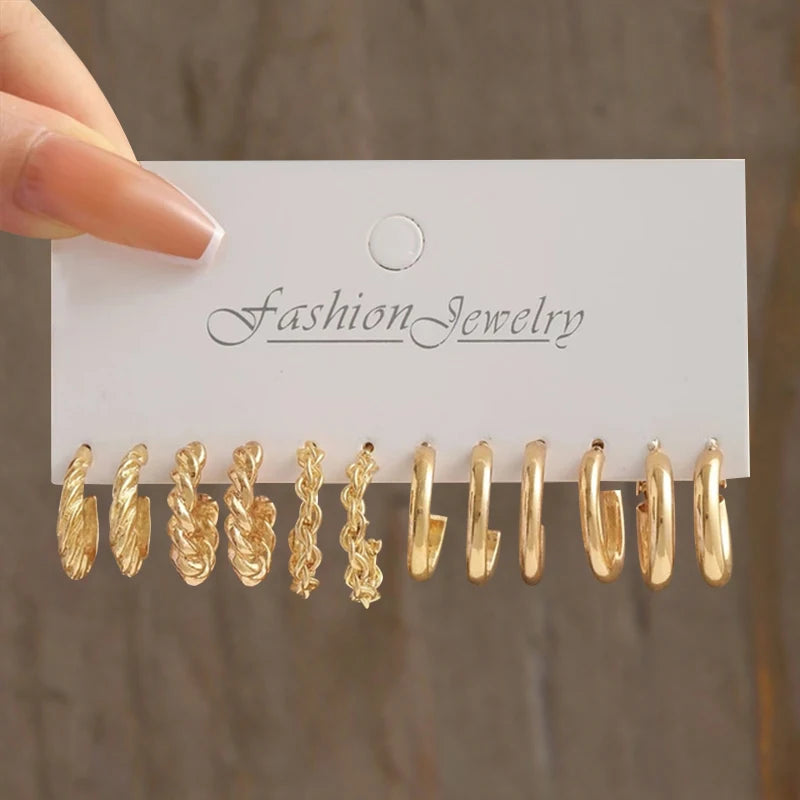 Gold Color Butterfly Twist Hoop Earring