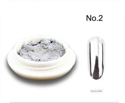 1Jar Metallic Mirror Chrome Nail Powder Holographic Laser Silvery Golden Nail Rubbing Glitter Pigment UV Gel Polish Mirror Powde