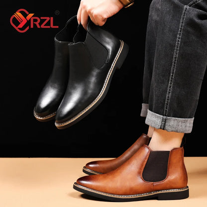 Men Chelsea Boots Brand Retro Comfortable PU Leather