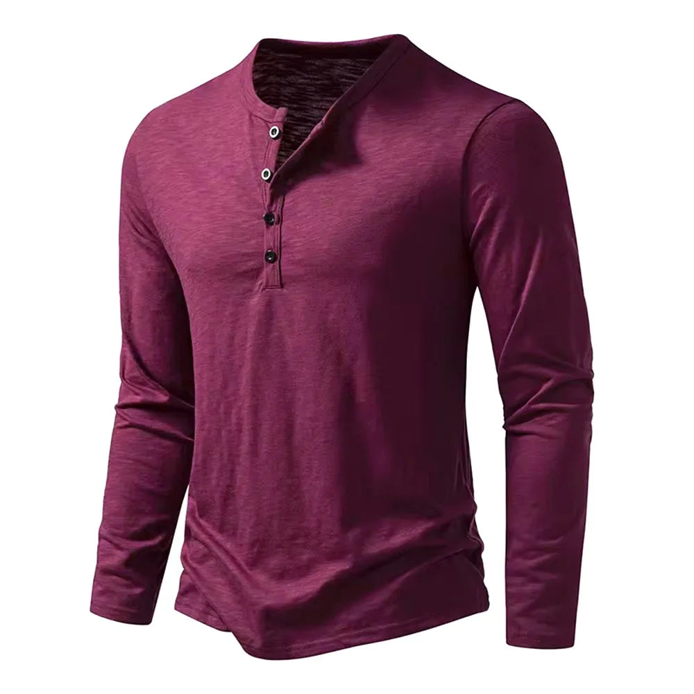 Autumn New Men's Cotton Button Long Sleeve