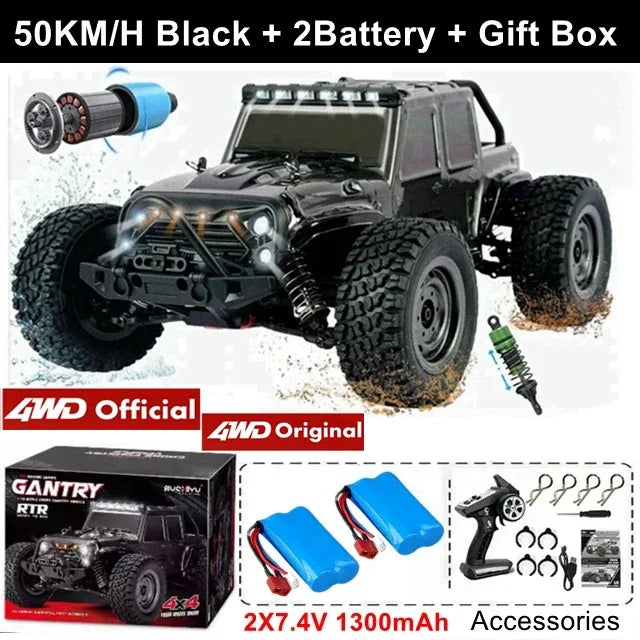 1:16 80km/h Brushless RC Drift Car With LED Lights 4WD Electric High Speed Racing Remote Control Monster Truck for Kids Adults