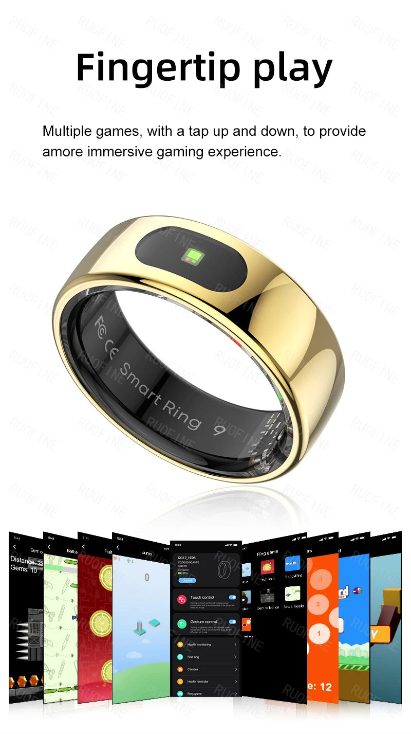 AI Smart Ring - Electronic Temperature, Sleep, Swimming, Blood & Pressure Monitor - Android IOS