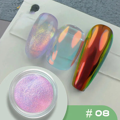 1Jar Metallic Mirror Chrome Nail Powder Holographic Laser Silvery Golden Nail Rubbing Glitter Pigment UV Gel Polish Mirror Powde