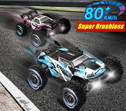 1:16 80km/h Brushless RC Drift Car With LED Lights 4WD Electric High Speed Racing Remote Control Monster Truck for Kids Adults