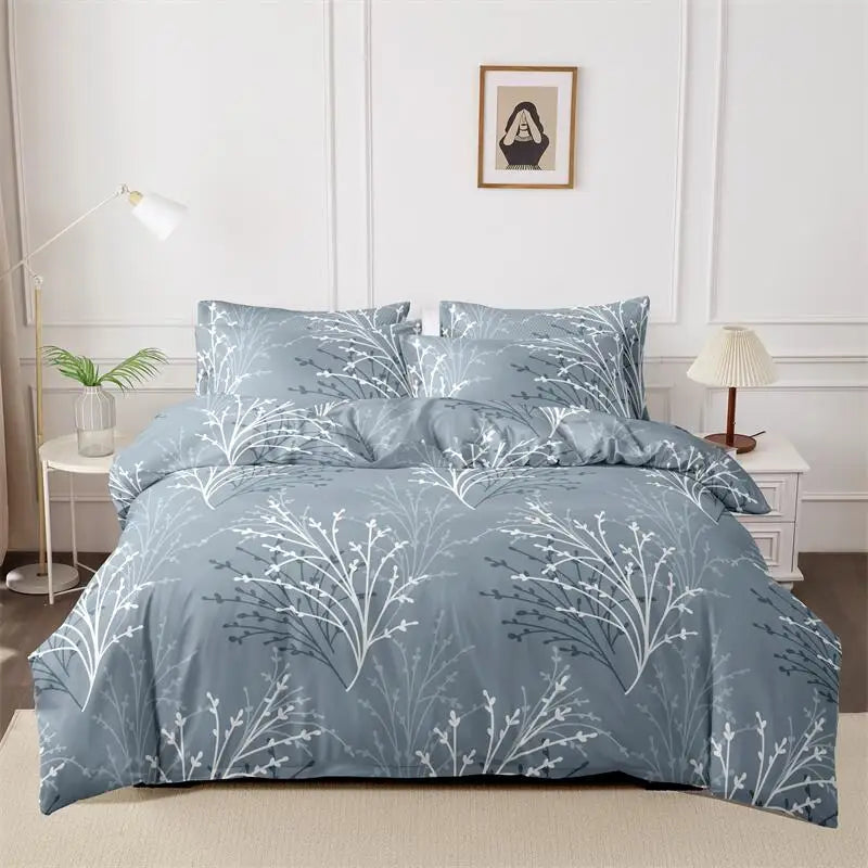 Kuup 3pcs printed matte Duvet Cover Colored Bedding Set QUEEN Size Quilt Cover High Quality Skin Friendly Fabric Bedding Cover