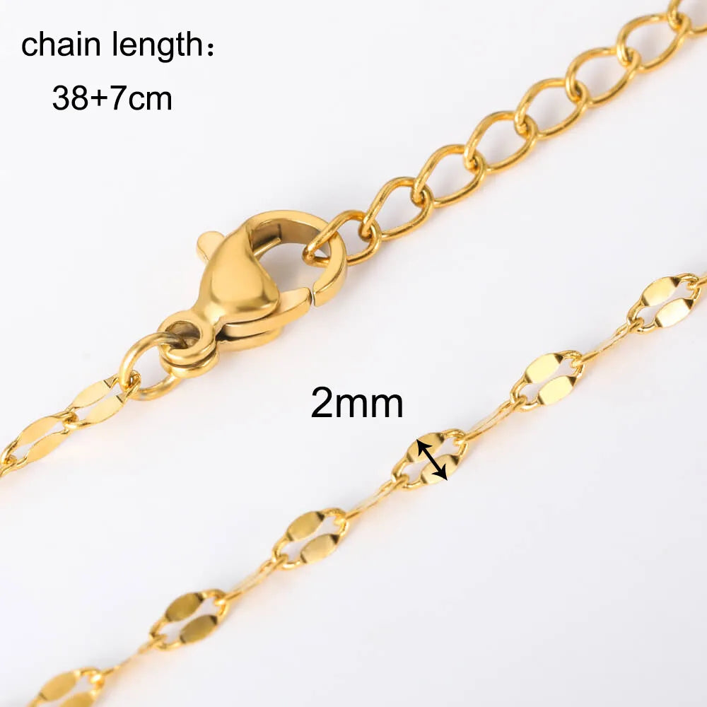 10Pcs/Lot 45cm Stainless Steel Gold Color Chains Necklace For Women