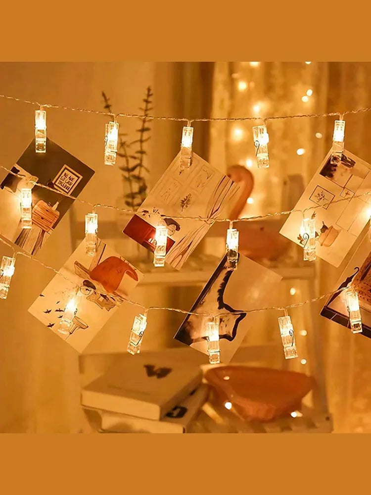 1Pack Photo Clip String Lights 10/20/30/40Led Fairy Lights For Hanging Pictures Cards Light Clips Graduation Party Wedding Decor