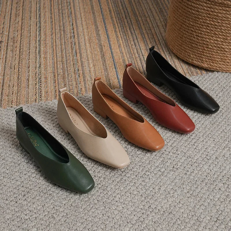 Genuine Leather Multi-color Low-heeled women's Shoes