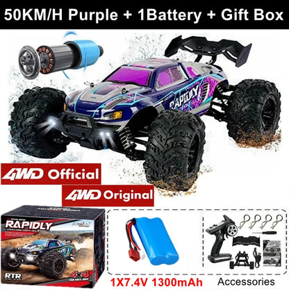 1:16 80km/h Brushless RC Drift Car With LED Lights 4WD Electric High Speed Racing Remote Control Monster Truck for Kids Adults