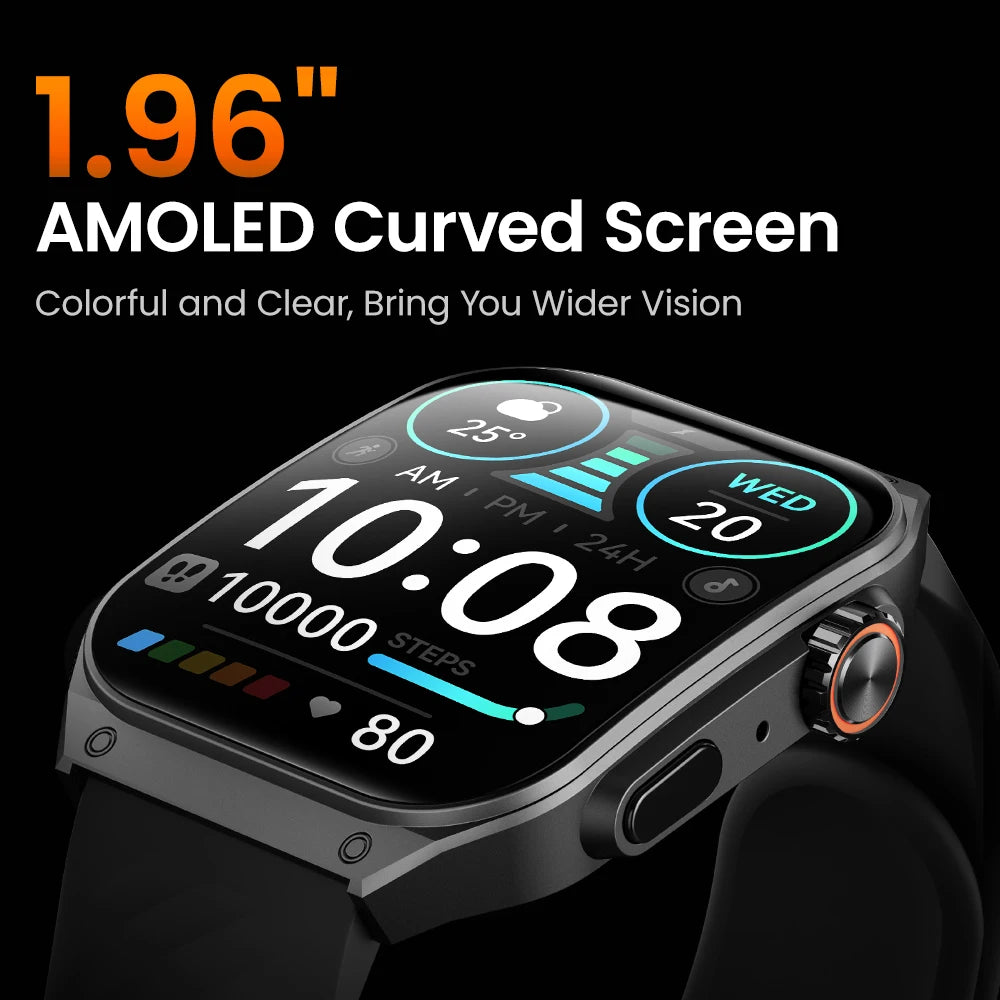 HAYLOU Watch S8 Smart Watch 1.96'' AMOLED Curved Screen Smartwatch Bluetooth Call AI Vioce Assistant Smartwatches for Men