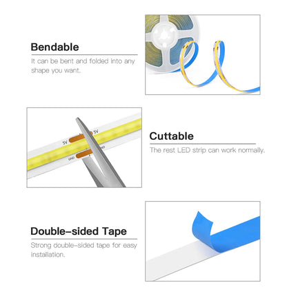 5V COB LED Strip High Density RA90