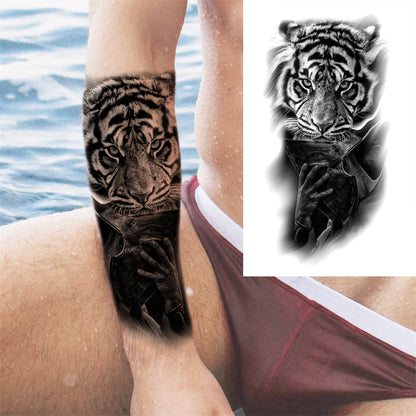 Full Arm Temporary Tattoos Sleeve For Men Women Realistic Fake Tatoos Warrior Lion Tiger Flower Tatoo Sticker Black Totem Maori