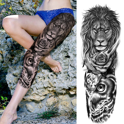 Full Arm Temporary Tattoos Sleeve For Men Women Realistic Fake Tatoos Warrior Lion Tiger Flower Tatoo Sticker Black Totem Maori