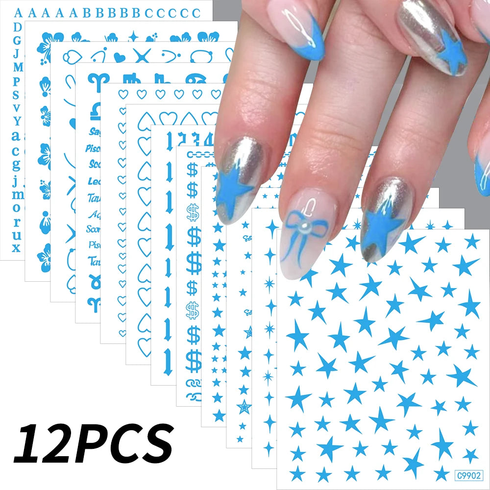 12sheet Cartoon Stitch Angel Nail Stickers Set Multiple Action Kawaii Stitch Nail Art Decals Adhesive Kids Manicure Decorations