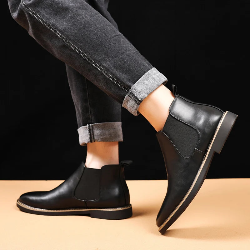 Men Chelsea Boots Brand Retro Comfortable PU Leather