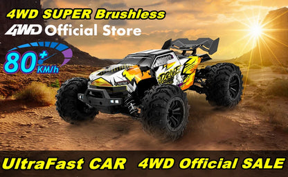 1:16 80km/h Brushless RC Drift Car With LED Lights 4WD Electric High Speed Racing Remote Control Monster Truck for Kids Adults