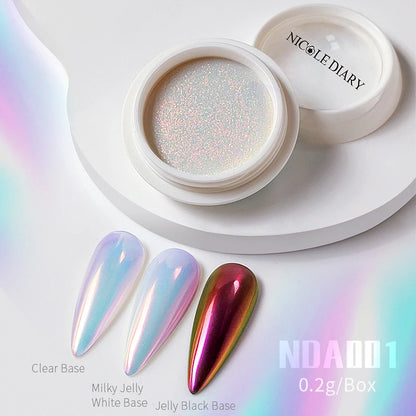 1Box Moonlight Mirror Nail Powder Silver Fine Glitter Metallic Effect Pigment UV Gel Polish Chrome Dust Aurora Nail Decorations