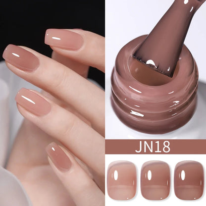 BORN PRETTY 10ml Translucent Jelly Nude Gel Nail Polish Colorful  Varnish Semi Permanent UV LED Nail Art  Manicure Gel