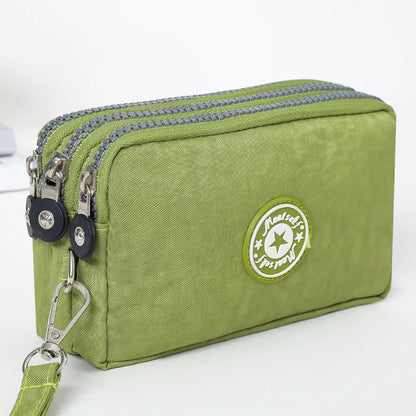 Thickened three-layer long zipper pocket purse Women's handbag Wrist mobile phone bag