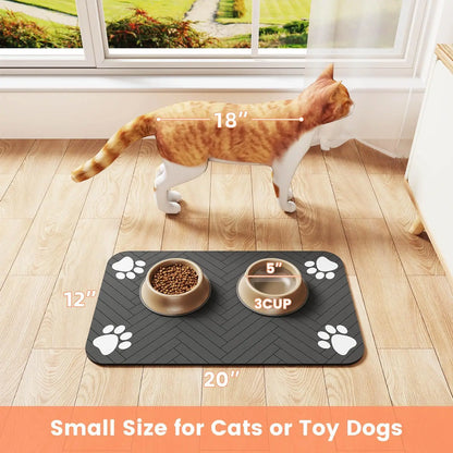 Pet Feeding Mat-Absorbent Pet Placemat for Food and Water Bowl,