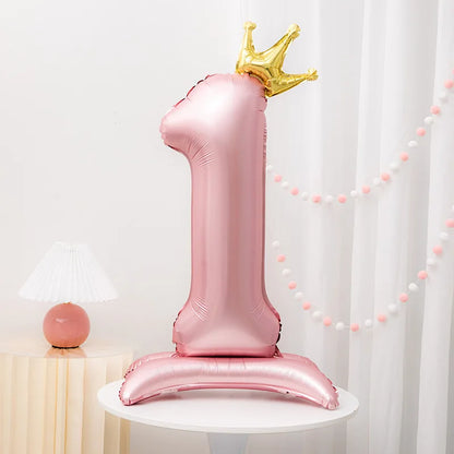 42inch Crown Decor Pink Aluminum Foil Digital Balloon Number Balloon For Birthday Party