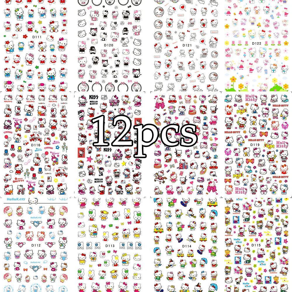 12sheet Cartoon Stitch Angel Nail Stickers Set Multiple Action Kawaii Stitch Nail Art Decals Adhesive Kids Manicure Decorations