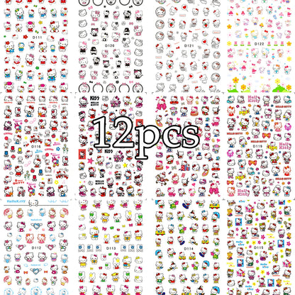 12sheet Cartoon Stitch Angel Nail Stickers Set Multiple Action Kawaii Stitch Nail Art Decals Adhesive Kids Manicure Decorations