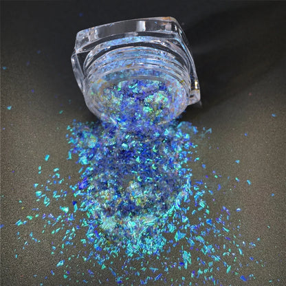 1Jar Metallic Mirror Chrome Nail Powder Holographic Laser Silvery Golden Nail Rubbing Glitter Pigment UV Gel Polish Mirror Powde