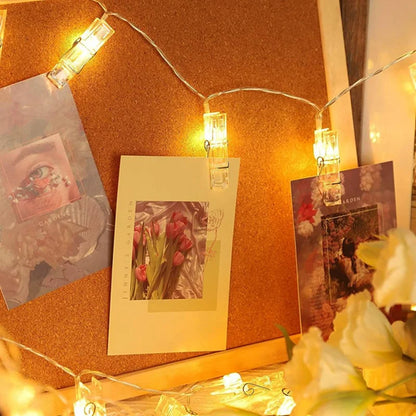 1Pack Photo Clip String Lights 10/20/30/40Led Fairy Lights For Hanging Pictures Cards Light Clips Graduation Party Wedding Decor