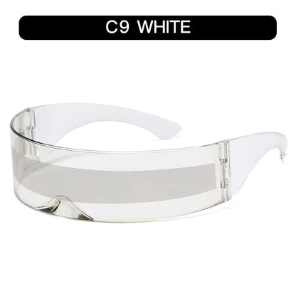 KLASSNUM Women Future Technology Sunglasses Y2K Laser Eyeglasses Anti UV400 One Peice Mirrored Lens Eyewear Glasses Men Glasses