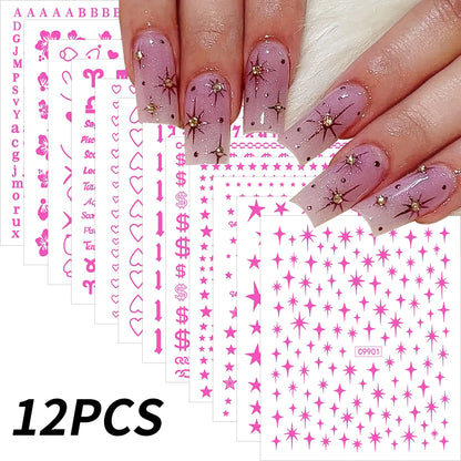 12sheet Cartoon Stitch Angel Nail Stickers Set Multiple Action Kawaii Stitch Nail Art Decals Adhesive Kids Manicure Decorations
