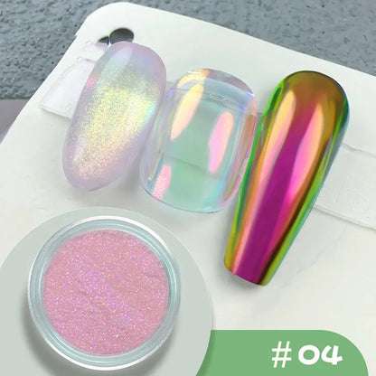 1Jar Metallic Mirror Chrome Nail Powder Holographic Laser Silvery Golden Nail Rubbing Glitter Pigment UV Gel Polish Mirror Powde